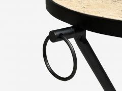 Jean Michel Frank Jean Michel Frank Style Side Tables Iron Travertine 20th c  - 4467272