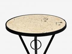 Jean Michel Frank Jean Michel Frank Style Side Tables Iron Travertine 20th c  - 4467273