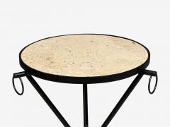 Jean Michel Frank Jean Michel Frank Style Side Tables Iron Travertine 20th c  - 4467274