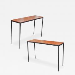Jean Michel Frank Leather Top Console Tables - 4475361