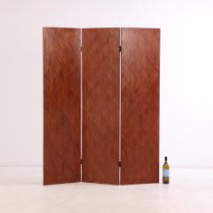 Jean Michel Frank Mahogany Straw Marquetry Veneer Screen in Manner of Jean Michel Frank  - 4311748