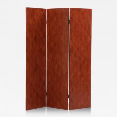 Jean Michel Frank Mahogany Straw Marquetry Veneer Screen in Manner of Jean Michel Frank  - 4311973