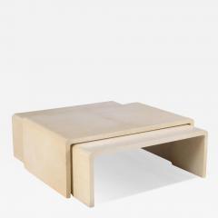 Jean Michel Frank Nest of 3 Parchment Tables in the manner of Jean Michel Frank Contemporary  - 3973351