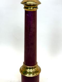 Jean Michel Frank Pair French Midcentury Modern Brass Red Enamel Table Lamps - 4523420