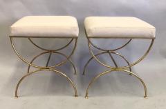 Jean Michel Frank Pair French Modern Neoclassical Gilt Iron Benches Style of Jean Michel Frank - 2372116