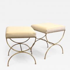 Jean Michel Frank Pair French Modern Neoclassical Gilt Iron Benches Style of Jean Michel Frank - 2378939