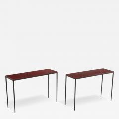 Jean Michel Frank Pair hand stiched iron leather console tables manner of Jean Michel Frank  - 3600672