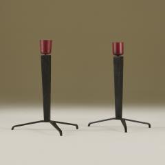 Jean Michel Frank Pair of 1940 iron tripod table lamps by Jean Michel Frank for Bustillo - 4206572