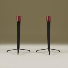 Jean Michel Frank Pair of 1940 iron tripod table lamps by Jean Michel Frank for Bustillo - 4206573
