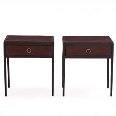 Jean Michel Frank Pair of Contemporary Argentine Leather and Iron Nightstands - 4705865