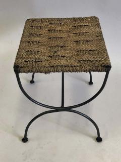 Jean Michel Frank Pair of French Mid Century Modern Iron Rope Stools Benches Jean Michel Frank - 1759306