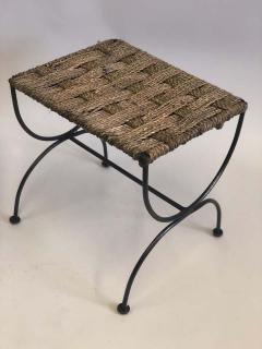Jean Michel Frank Pair of French Mid Century Modern Iron Rope Stools Benches Jean Michel Frank - 1759312