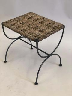 Jean Michel Frank Pair of French Mid Century Modern Iron Rope Stools Benches Jean Michel Frank - 1759321