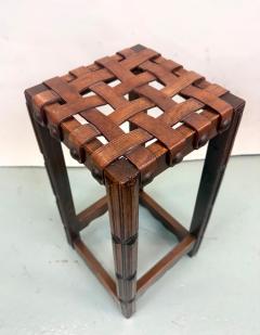 Jean Michel Frank Pair of French Modern Craftsman Leather Strap Bar Stools Jean MIchel Frank 1940 - 4401827