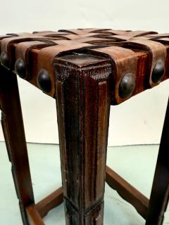 Jean Michel Frank Pair of French Modern Craftsman Leather Strap Bar Stools Jean MIchel Frank 1940 - 4401828