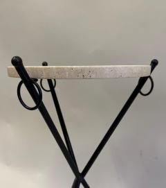 Jean Michel Frank Pair of French Modern Neoclassical Iron Stone Side Tables Jean Michel Frank - 4788451