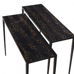 Jean Michel Frank Pair of Iron Marble Console Tables in the manner of Jean Michel Frank  - 4366888