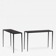 Jean Michel Frank Pair of Iron Marble Console Tables in the manner of Jean Michel Frank  - 4368847