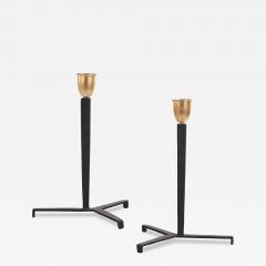 Jean Michel Frank Pair of Iron Tripod Table Lamps in the Manner of Jean Michel Frank Contemporary - 4727965