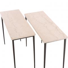 Jean Michel Frank Pair of Iron and Italian Botticino Marble Console Tables  - 4610694