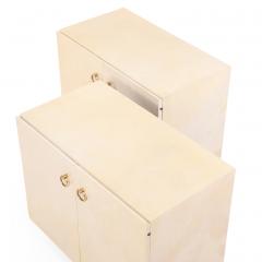 Jean Michel Frank Pair of Parchment Covered Cabinets in the manner of Jean Michel Frank C 1950  - 4372394