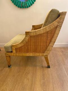 Jean Michel Frank Pair of Vintage Woven Rattan Jean Michel Frank Style Lounge Chairs - 4690352