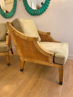Jean Michel Frank Pair of Vintage Woven Rattan Jean Michel Frank Style Lounge Chairs - 4690354