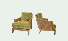 Jean Michel Frank Pair of Vintage Woven Rattan Jean Michel Frank Style Lounge Chairs - 4698033