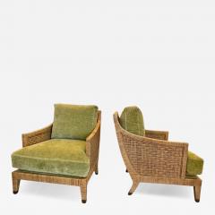 Jean Michel Frank Pair of Vintage Woven Rattan Jean Michel Frank Style Lounge Chairs - 4698063