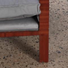 Jean Michel Frank Pair of mahogany upholstered cube chairs in the manner of Jean Michel Frank  - 4227676