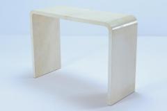 Jean Michel Frank Pair of parchment covered console tables in manner of Jean Michel Frank  - 3784407