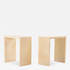 Jean Michel Frank Pair of parchment covered tables in manner of Jean Michel Frank Contemporary  - 3753312