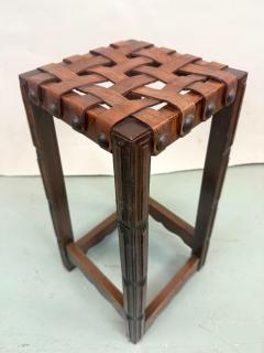 Jean Michel Frank Set 3 French Modern Craftsman Leather Strap Bar Stools Jean Michel Frank 1940 - 4415119