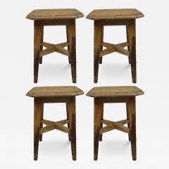 Jean Michel Frank Set of 4 Italian Mid Century Handmade Hardwood Stools style Jean Michel Frank - 4426962