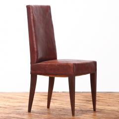Jean Michel Frank Set of 6 French Wood and Leather Dining Chairs C 1940 - 4713254