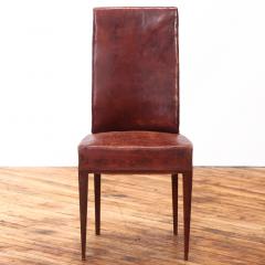 Jean Michel Frank Set of 6 French Wood and Leather Dining Chairs C 1940 - 4713255