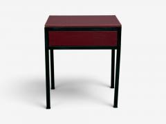 Jean Michel Frank Style Nightstands Burgundy Leather Iron - 4804301