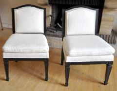 Jean Michel Frank Style of J M Frank Neoclassic Pair of Slipper Chairs Covered in Silk - 469031