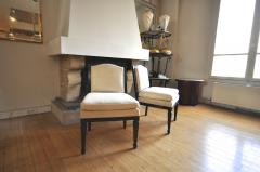 Jean Michel Frank Style of J M Frank Neoclassic Pair of Slipper Chairs Covered in Silk - 469035