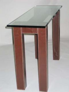 Jean Michel Frank Two French Leather Mid Century Consoles in the Style of Jean Michel Frank - 1799674