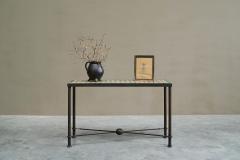 Jean Michel Frank Wonderful Art Deco Console Table in Patinated Iron and Tiles 1940s - 4394691