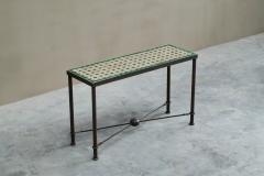 Jean Michel Frank Wonderful Art Deco Console Table in Patinated Iron and Tiles 1940s - 4394724