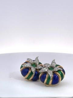 Jean Michel Schlumberger Tiffany Schlumberger Enamel Earrings 18K Diamonds - 3481653