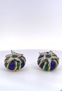 Jean Michel Schlumberger Tiffany Schlumberger Enamel Earrings 18K Diamonds - 3481654