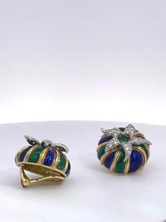 Jean Michel Schlumberger Tiffany Schlumberger Enamel Earrings 18K Diamonds - 3481655