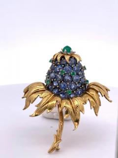 Jean Michel Schlumberger Tiffany Schlumberger Thistle Brooch Sapphires - 3462138