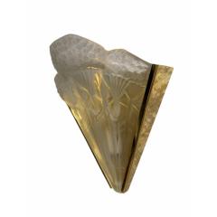 Jean Noverdy Antique Art Deco Glass Bronze Wall Light Sconce by Jean Noverdy France - 4416252