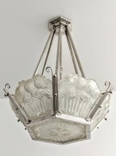 Jean Noverdy Pair of French Art Deco Pendant Chandelier signed by Noverdy - 3941704