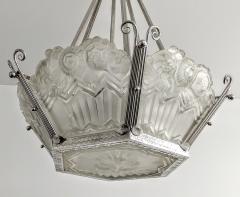 Jean Noverdy Pair of French Art Deco Pendant Chandelier signed by Noverdy - 3941706