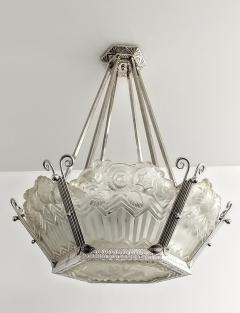 Jean Noverdy Pair of French Art Deco Pendant Chandelier signed by Noverdy - 3941708
